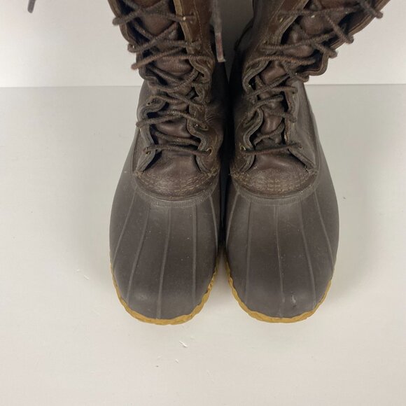 Vintage LL Bean Maine Hunting Shoe Boots Mens 10 M Brown Leather Rubber Duck 12" - Picture 4 of 14